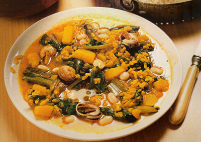Riso con fagioli e bietole